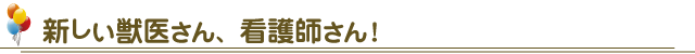 新しい獣医さん、看護師さん! 新しい獣医さん、看護師さん!